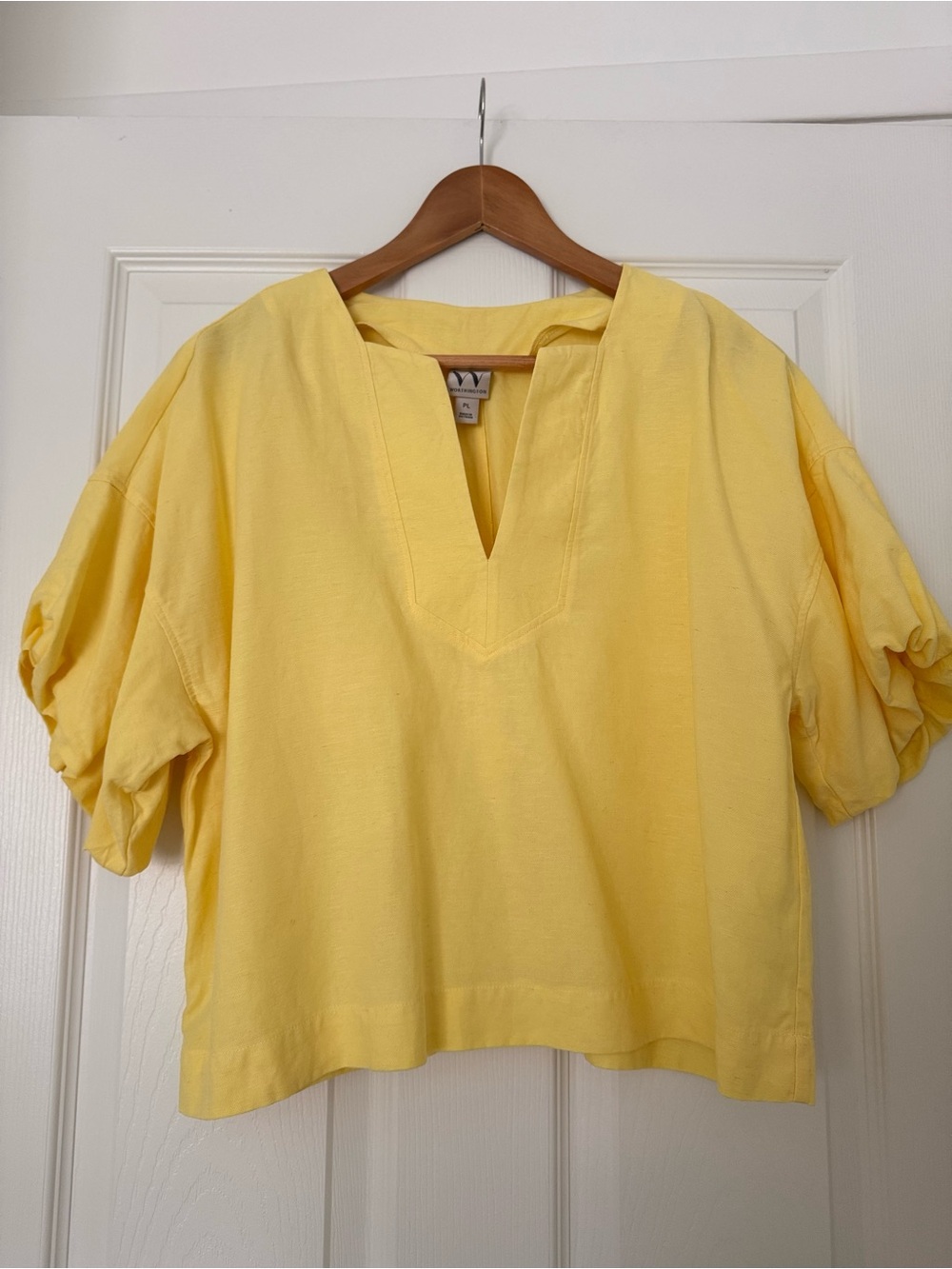 Worthington Lemon Yellow V-Neck Short Sleeve Tunic